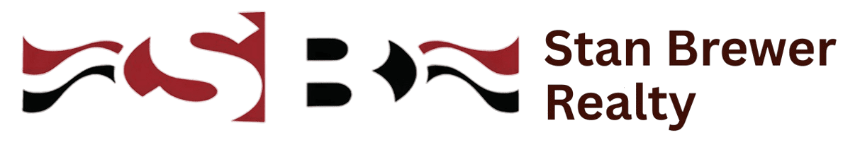 Stan Brewer Realty logo with abstract design.