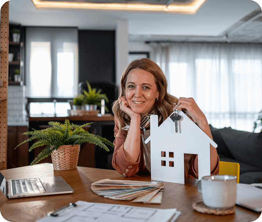 Smiling woman at real estate office