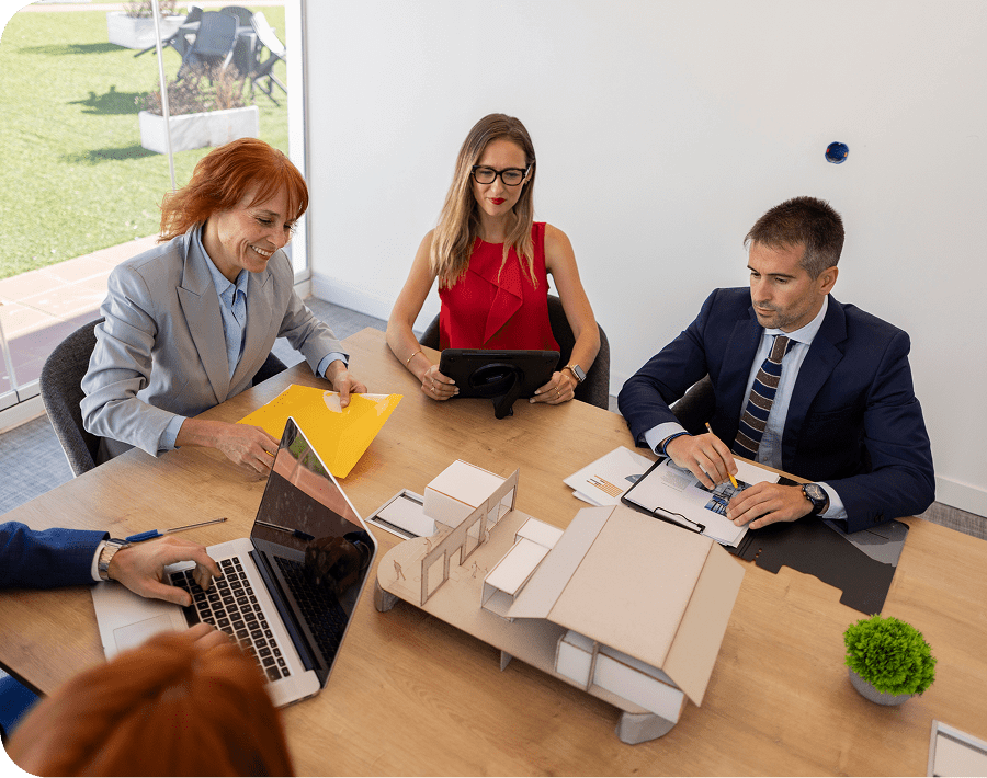 Professionals discussing project plans