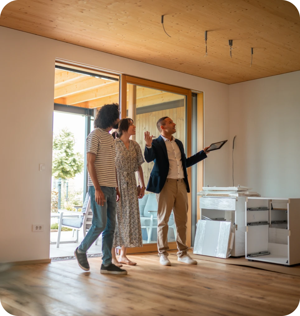 Real estate agent showing modern apartment